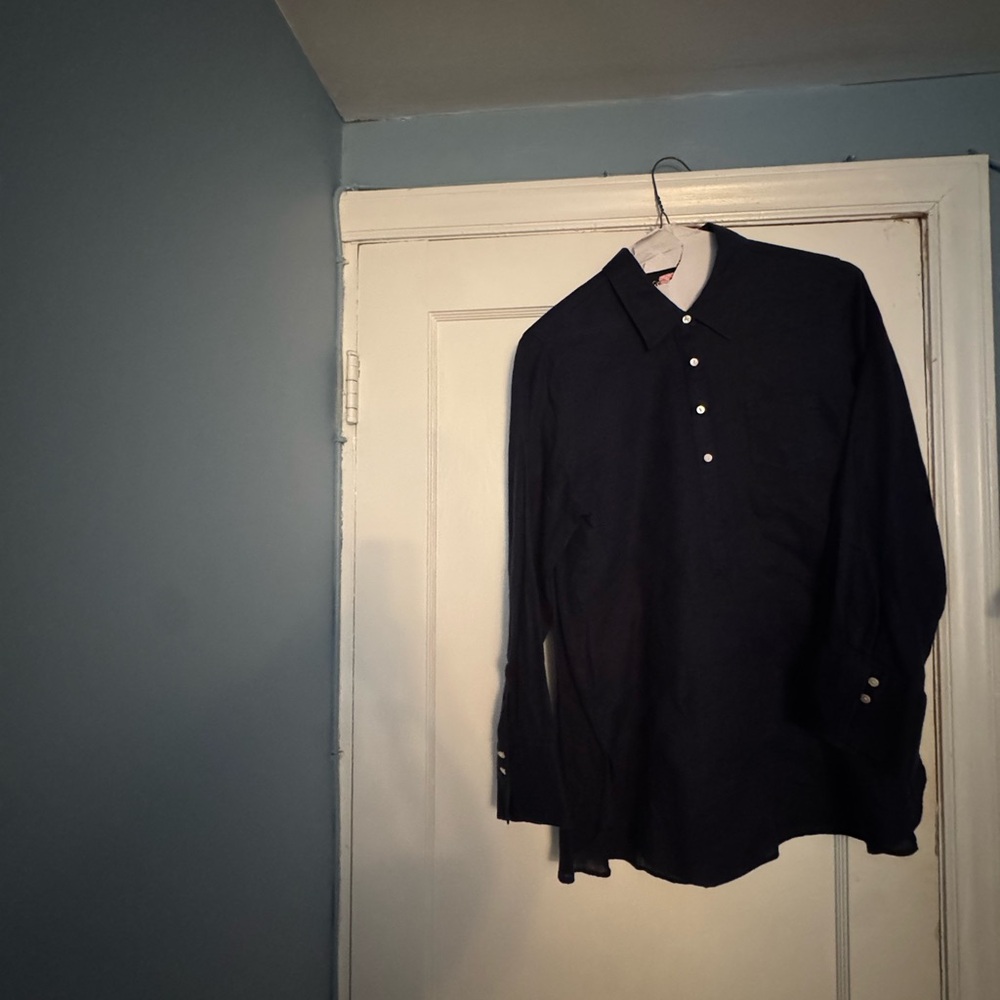 Lilly Pulitzer Deanna Navy Blue Linen Popover Tunic Size 12 Worn 2X